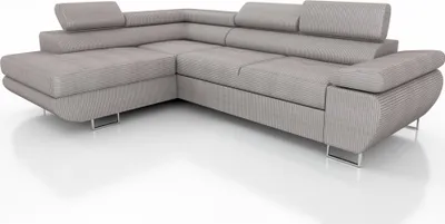 Productafbeelding van Bankstel ELON, gestoffeerd met taupe stof, met slaapfunctie, chaise longue links