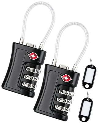 Image de 2 serrures de bagages TSA, à 3 chiffres, noires, pour voyages