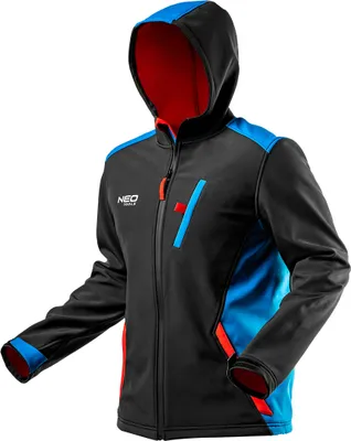 Image de NEO TOOLS Softshell Jacket HD+ - Veste coupe-vent - Softshell étanche avec capuche - Noir et bleu - Taille XL