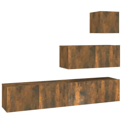 Produktbild von 4-tlg. TV-Schrank-Set Räuchereiche Holzwerkstoff
