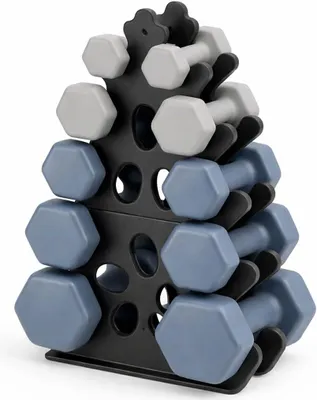 Obrázek produktu pro Stojan na činky – pro domácí cvičení – 5vrstvý design – 80 x 80 cm – černý