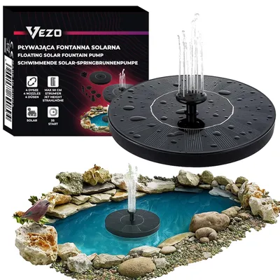 Produktbild von Solar Springbrunnen Teichpumpe Fontänenpumpe Schwimmende Gartenbrunnen Pumpe für Teich Vogelbad 13 cm 190 l h