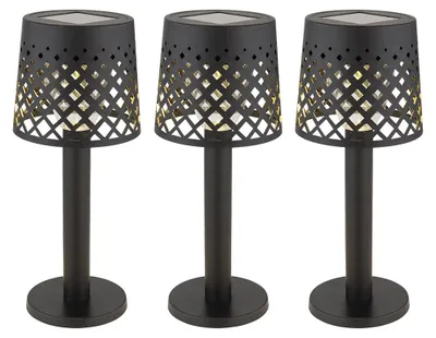 Produktbild von 3x LED Solarleuchte, schwarz, Dekorstanzungen, Akku, H 21 cm