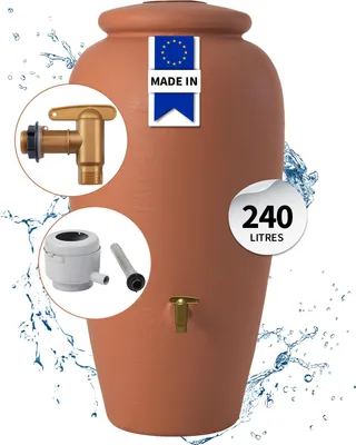Image de GARANTIA amphore kit complet 240 litres terre cuite incl. robinet de sortie en plastique et raccord de descente