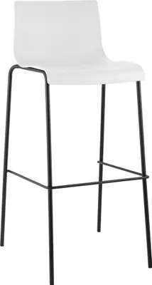 Produktbild von CLP Barhocker Hover Kunststoff 4-Fuß Gestell, mit Rückenlehne & Fußstütze weiß Gestell Farbe schwarz