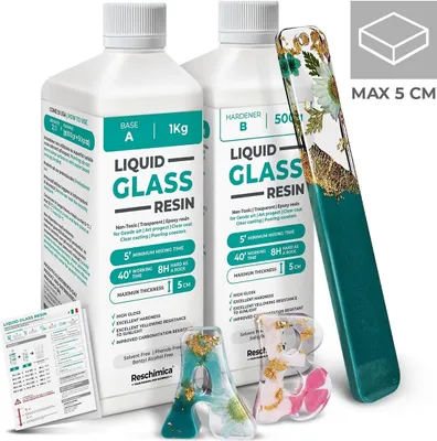 Produktbild von Transparente Epoxidharz, Flüssiges Gießharz glasklar - Ideal für Basteln, Schmuck und Modellbau. Färbbar und einfach anzuwenden (1,5 kg)