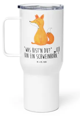 Produktbild von Mr. & Mrs. Panda thermosbecher Einhorn Fuchs - Weiß - Geschenk, Unicorns, Mehrwegbecher, Einhörner, Unicorn, Kaffee-to-go-Becher, Teetasse, Thermobecher, Edelstahlbecher