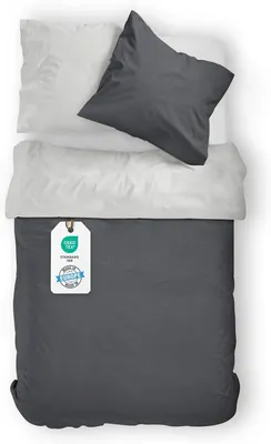 Productafbeelding van Dekbedovertrekset 155x220 cm met 80x80 cm - Mako-satijn - Omkeerbaar - Effen
