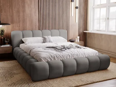 Obrázek produktu pro GRAINGOLD Exkluzivní čalouněná postel 160x200 cm Doria - designová postel s velurovou látkou, roštem a roštem - tmavě šedá (Jupiter 7501)