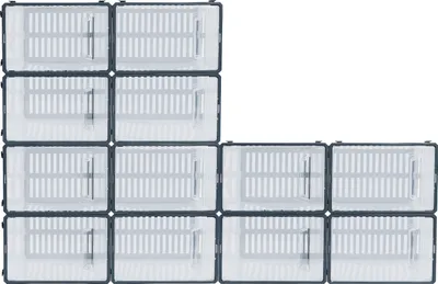 Produktbild von 12 Stück Größe-43 1/3 Stapelbare Schuhkartons Set Kunststoff stabil Schuhbox Schublade (grau)