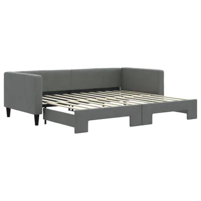 Image de Lit de jour avec gigogne sans matelas gris foncé 90x200 cm