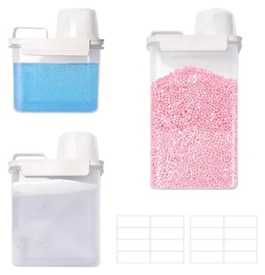 Image de Ensemble de 3 distributeurs de lessive hermétiques avec un récipient doseur