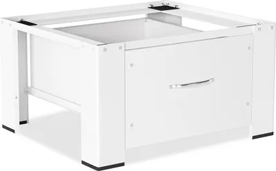 Produktbild von Yakimz Waschmaschinen Untergestell, Stabiler Waschmaschinen Untergestell mit Schublade aus Stahl bis 150kg Weiß