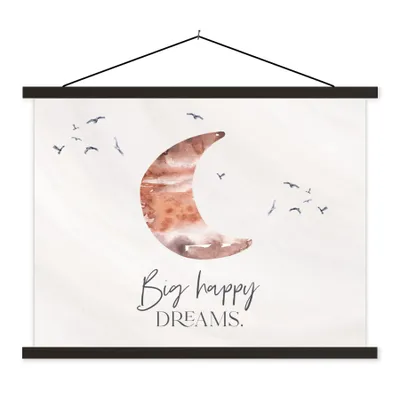 Produktbild von MuchoWow® Textilposter Kinder - Sprichwörter - Große glückliche Träume - Jungen - Mädchen - Aquarellieren 150x113 cm mit schwarzem Rahmen - Wohnzimmer