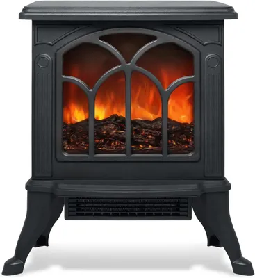 Productafbeelding van QEENTOE Elektrische kachel met verwarmingsventilator, LED-kachelvuur effect, elektrische kachel met vlammensimulatie, 2 warmtestanden, stille verwarming (zwart)