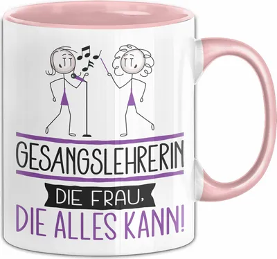 Produktbild von Gesangslehrerin Geschenk Tasse Becher Die Frau Die Allen Kann Geschenkidee für eine Gesangslehrerin Lustig (Rosa)
