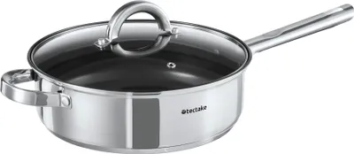 Produktbild von tectake® Kochtopfset Turin 15-teilig, aus Edelstahl, für Induktion geeignet integrierte Messskala in den Töpfen