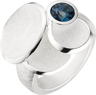 Produktbild von Ring Damenring, Blautopas hellblau blau Topas 925 Silber eismatt Fingerschmuck Innenumfang 56mm  Ø17.8mm