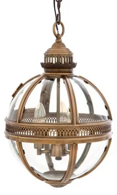 Image de Casa Padrino Baroque Lampe à suspendre laiton antique Design boule diamètre 30 cm, hauteur 50 cm - Baroque Château Lampe Lanterne