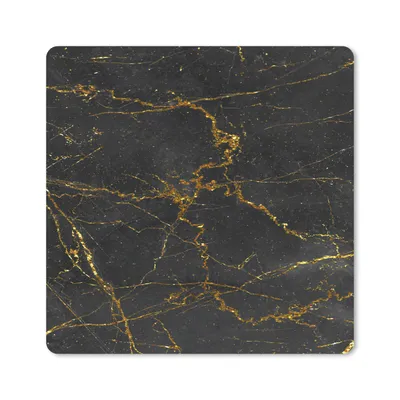Produktbild von MuchoWow® Mauspad Mousepad Marmor - Schwarz - Gold 20x20 cm - Mousepads - Maus Mat - Pad - Mausunterlage - Desk Mat - Bureauartikeln