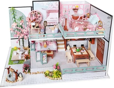 Image de Habarri | Maison Miniature - DIY Maison de Poupées - Maison en Bois avec Meubles et éclairage LED - Cadeau pour Enfants - Beauté Japonaise