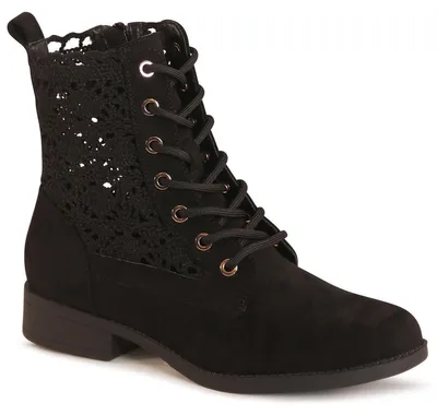Produktbild von topschuhe24 3218 Damen Cut Out Stiefeletten Velours Boots, Farbe:Schwarz, Größe:39 EU