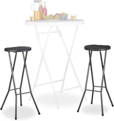 Productafbeelding van Barkruk inklapbaar BASTIAN 2 stuks - Weerbestendig - 80 cm hoog - Barstoel - Kunststof - Rond - Zwart