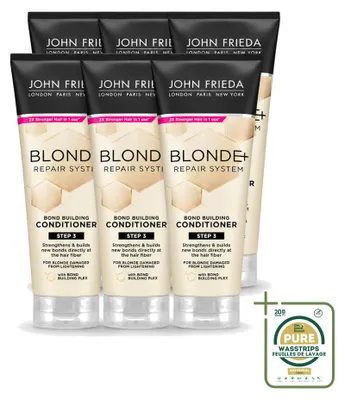 Imagen del producto de 6 x Acondicionador reparador para cabello rubio John Frieda Blonde+ - 250 ml - Paquete de suministro - 6 unidades