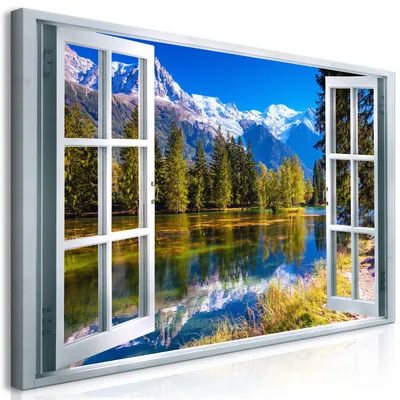 Produktbild von Wandbild Mega XXXL Fensterblick 250x125 cm Einteiliger XXL-Format Kunstdruck zur Selbstmontage Leinwandbilder moderne Bilder DIY Wanddekoration Wohnung Deko Landschaft Panorama c-C-0398-ak-e