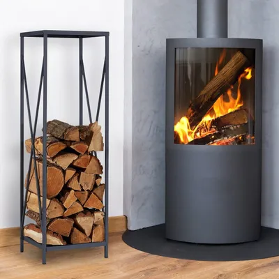 Produktbild von Holzregal aus grauem Metall