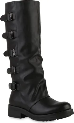 Produktbild von VAN HILL Damen Leicht Gefütterte Bikerstiefel Stiefel Schnallen Schuhe 841837, Farbe: Braun, Größe: 41