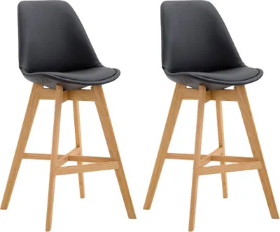 Produktbild von 2er Set Barhocker DUMIR - Kunstleder Schwarz 48x56x112 cm | Barstuhl Mit Lehne Tresenhocker Tresenstuhl Kneipenhocker Kneipenstuhl
