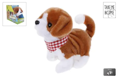 Produktbild von Van Manen Laufhund weiß/braun m. Funktionen, 17cm