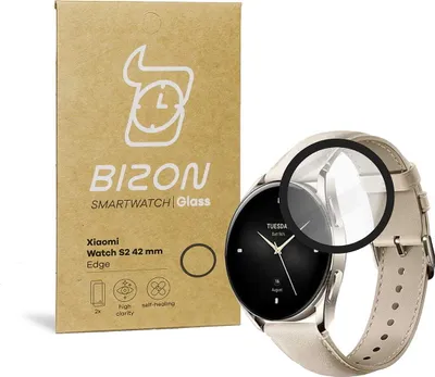 Produktbild von Gehärtetes Glas Bizon Glass Edge für Xiaomi Watch S2 42 mm, Schwarz