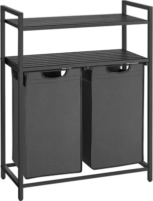 Immagine prodotto di VASAGLE Cesto per la biancheria 2x46l in metallo grigio industriale, 73 x 33 x 92 cm