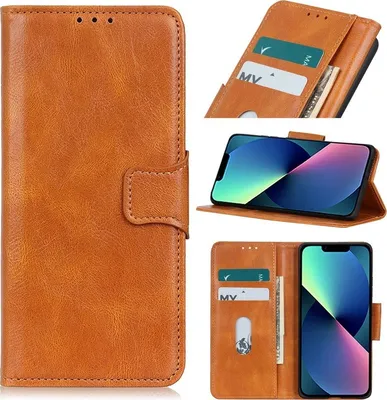 Produktbild von Mobigear Classy iPhone 14 Hülle Klapphülle Geldbörse - Cognac