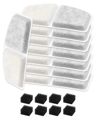 Image de Kit de filtres pour fontaine à eau pour animaux de compagnie TOPPLEE de 2,8 litres, sans fil : 8 filtres de rechange + 8 filtres en mousse