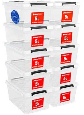 10er-Set Aufbewahrungsboxen 5 L mit Deckel, BPA-frei, stapelbar