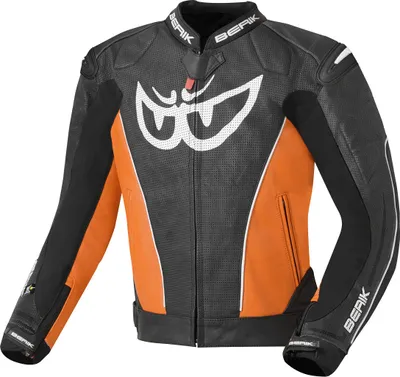 Produktbild von Berik Street Motorrad Lederjacke, schwarz/orange, 50