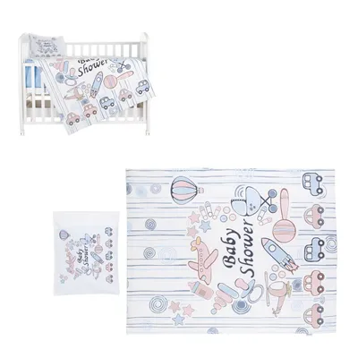 Produktbild von Chipolino Babybettwsche 3-teilig, Decke 130 x 100 cm, Kissen 45 x 35 cm, Laken hellblau