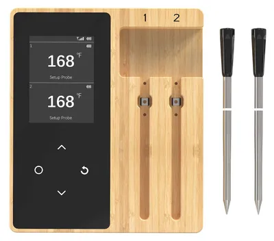 Produktbild von Zimilo WLAN Grillthermometer Kabellos mit 2 Sonde, 120m Bluetooth Fleischthermometer Digital Smart BBQ Bratenthermometer für Ofen Smoker Grillen