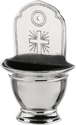 Produktbild von Weihwasserbecken Messing Silber vernickelt Höhe 16 cm