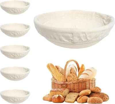 Produktbild von Famanu Runder Gärkorb aus natürlichem Rattan - 6 Stück für das Brotbacken