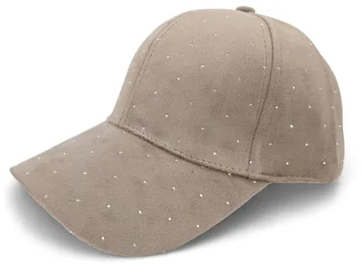 Produktbild von styleBREAKER Damen Baseball Cap mit Strass Nieten | 6-Panel Samt Basecap mit gebogenem Schirm | Verstellbare Einfarbige Kappe mit Klettverschluss 56-59 cm