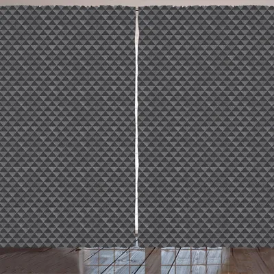 Produktbild von ARANDE Dunkelgrau Gardine, Einfarbige geometrische Formen-Muster mit diagonal gestreiften Dreiecken, 280 x 245 cm, Grau und Dunkelgrau