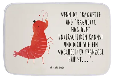 Produktbild von Mr. & Mrs. Panda Badteppich Garnele Franzose - Weiß - Geschenk, Meer, duschmatte, Krabbe, badezimmermatte, Badematte, Badezimmerteppich, Badvorleger, Französisch