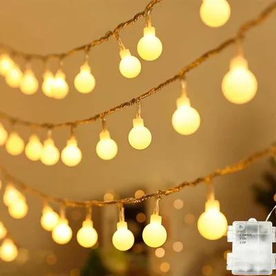 Obrázek produktu pro Světelné řetězy - 30 LED diod - Solární napájení - Vodotěsné (IP65) - S časovačem - Teplá bílá barva - Vánoční dekorace