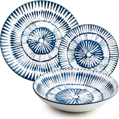 Imagen del producto de Juego de vajilla Ibili Zeeland, porcelana, 12 piezas, blanco/azul