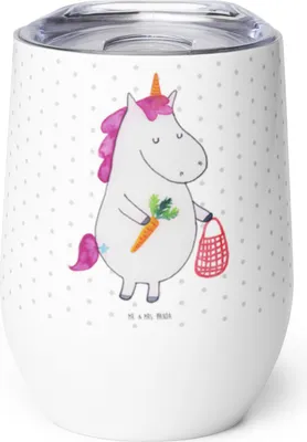 Produktbild von Mr. & Mrs. Panda Thermo Becher Einhorn Gemüse - Weiß - Geschenk, Einhörner, kaffee tasse, Unicorn, Thermobecher, glühweinbecher, thermosbecher, Weinbecher, Biomarkt