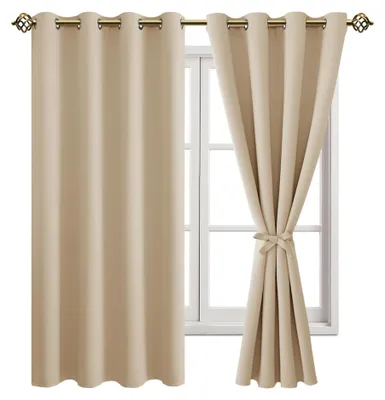 Immagine prodotto di Tende oscuranti beige con passanti, adatte per camera da letto e soggiorno, dimensioni 137 x 132 cm